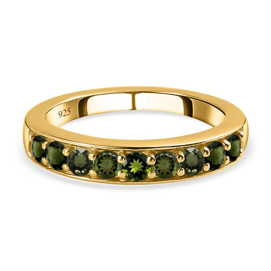 Natürlicher Chrom Turmalin Ring, 925 Silber Gelbgold Vermeil (Größe 21.00) ca. 0.57 ct