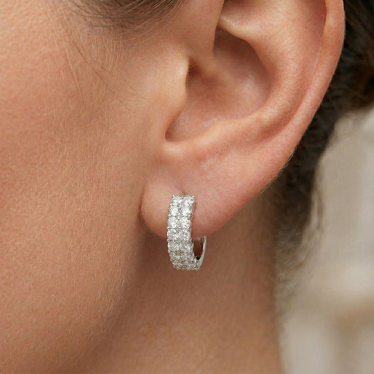 Weiße Kristall Ohrringe, 316L Edelstahl 10.00 ct