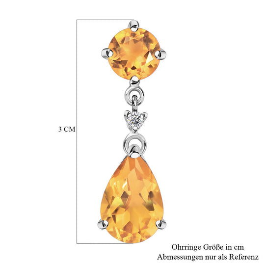 Citrin Ohrringe, 925 Silber platiniert ca. 7.72 ct