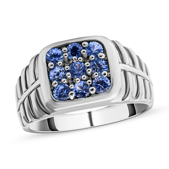Ceylon-Saphir Ring, 925 Silber platiniert (Größe 21.00) ca. 1,00 ct