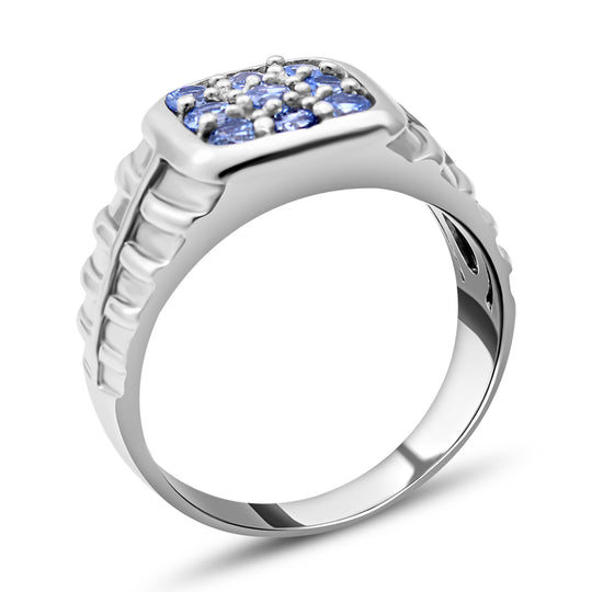 Ceylon-Saphir Ring, 925 Silber platiniert (Größe 21.00) ca. 1,00 ct