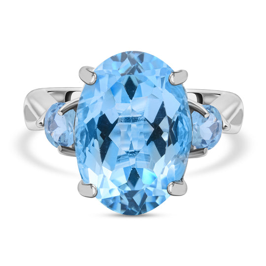 Himmelblauer Topas Ring, 925 Silber platiniert ca. 7,74 ct