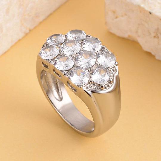 Weißer Zirkonia Ring, 316L Edelstahl (Größe 17.00) 2.00 ct