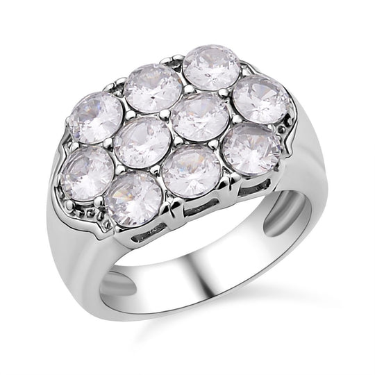Weißer Zirkonia Ring, 316L Edelstahl (Größe 17.00) 2.00 ct