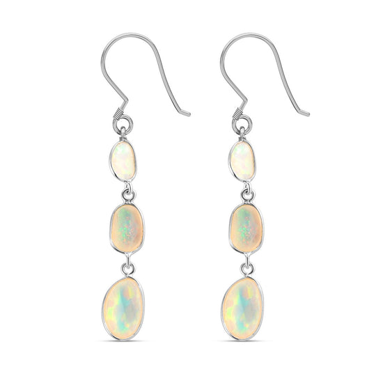 Natürliche, äthiopische Welo Opal Ohrringe, 925 Silber ca. 2.64 ct