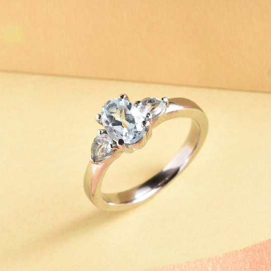 Himmelblauer Topas Ring, Edelstahl ca. 1,28 ct