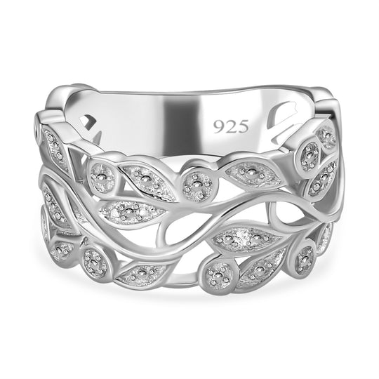 Weißer Diamant-Ring, 925 Silber platiniert, (Größe 17.00)
