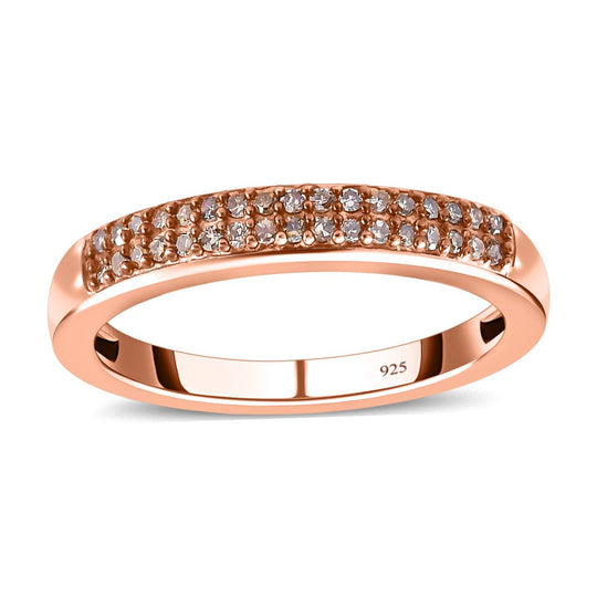 Natürlicher Champagner Diamant Ring, 925 Silber Roségold Vermeil (Größe 21.00) ca. 0.20 ct