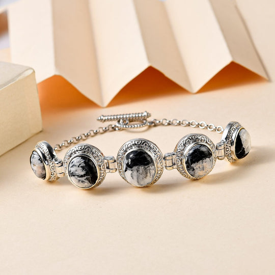 Weißer Büffel Armband ca. 19 cm 925 Silber platiniert ca. 16.79 ct