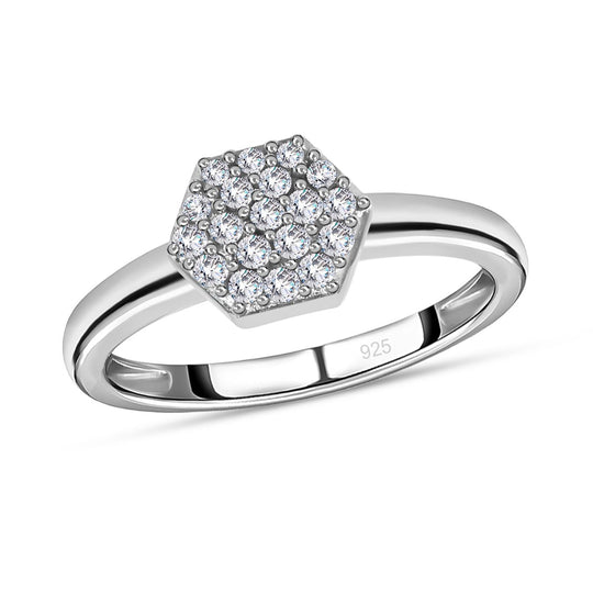 Weißer Diamant Ring, 925 Silber platiniert, (Größe 19.00), ca. 0.20 ct