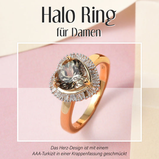 Iliana - AAA Turkizit und weißer Diamant Ring, 750 Gold ca. 2.33 ct