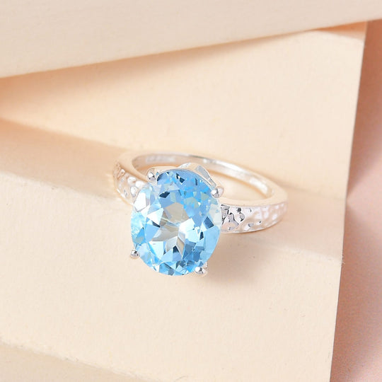 Himmelblauer Topas Ring 925 Silber ca. 5,61 ct