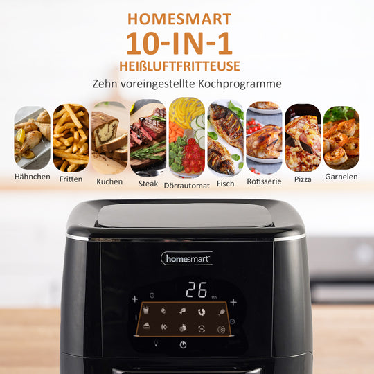HOMESMART - 10-in-1 Heißluftfritteuse, 13 L Kapazität, 1700 W