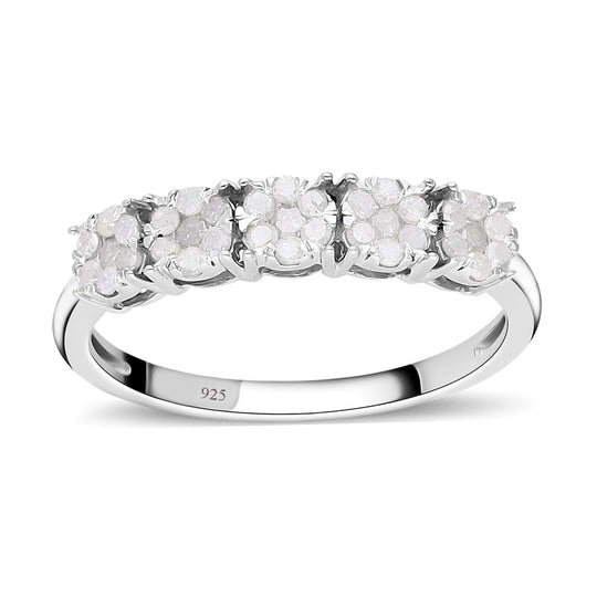 Weißer Diamant Ring, 925 Silber platiniert, (Größe 21.00), ca. 0.50 ct