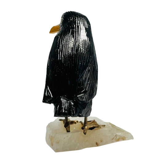 Gem Crystal Kollektion - Pinguin Figurine, handgeschnitzt, 5cm - schwarz - S, ca. 350 cts.