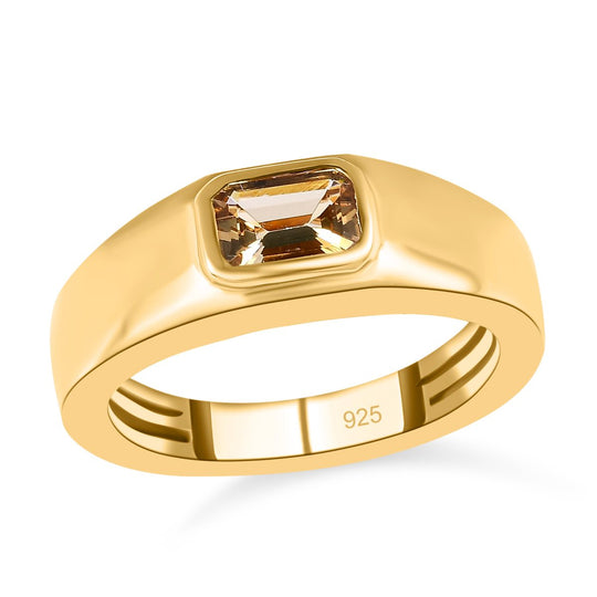 Natürlicher goldener Tansanit Ring, 925 Silber Gelbgold Vermeil (Größe 19.00) ca. 0.51 ct