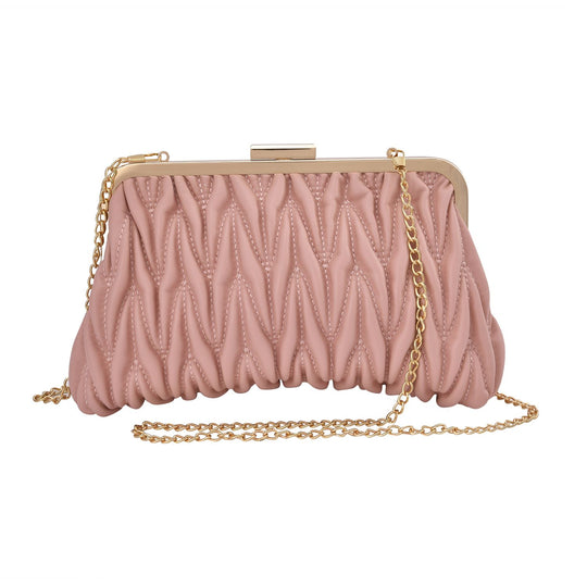 Clutch mit Metallschulterriemen in Stepp-Optik, 23,5x15cm, Weinrot