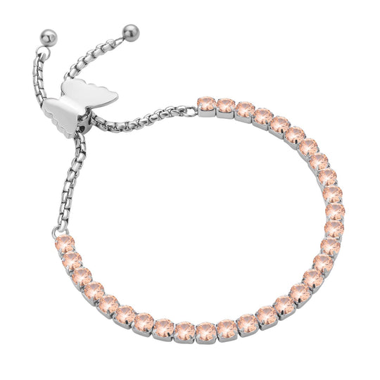 Champagner Zirkonia Armband, ca. 12.75 cm, Edelstahl ca. 15.00 ct