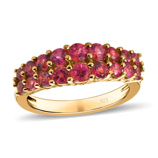 Rubellit-Ring, 925 Silber Gelbgold Vermeil (Größe 21.00) ca. 1.18 ct