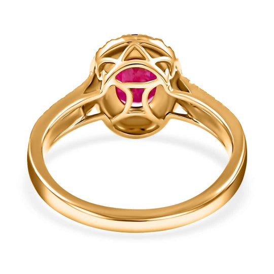 Iliana AAA Natürlicher Mosambik-Rubin, Weißer Diamant AGI zertifiziert Ring 750 Gold (Größe 20.00) ca. 2.05 ct
