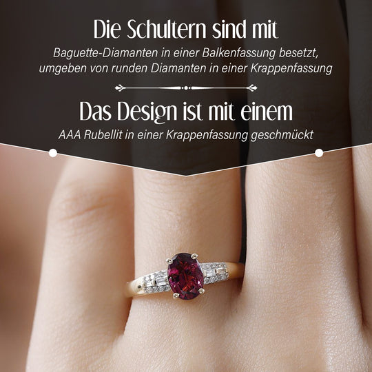 AAA Rubellit und weißer Diamant Ring, 585 Gold (Größe 19.00) ca. 1.41 ct