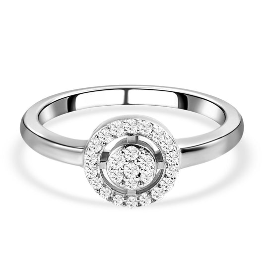 Weißer Diamant Ring, 925 Silber Gelbgold Vermeil (Größe 20.00) ca. 0,20 ct