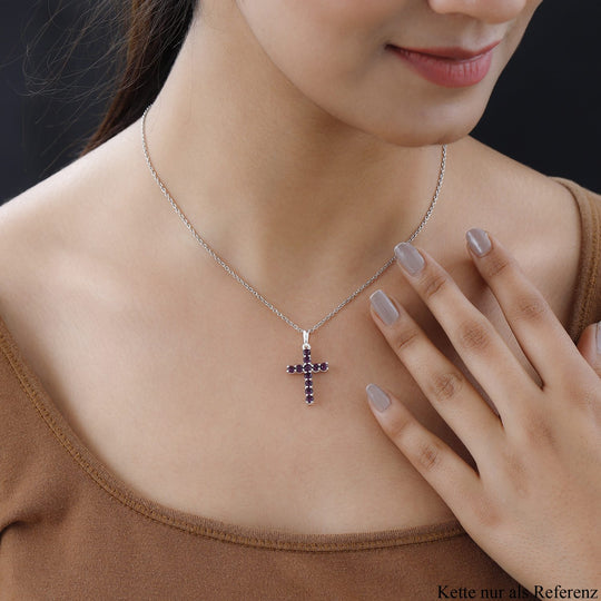 Violetter Kristall-Kreuzanhänger, 925 Silber ca. 0.81 ct
