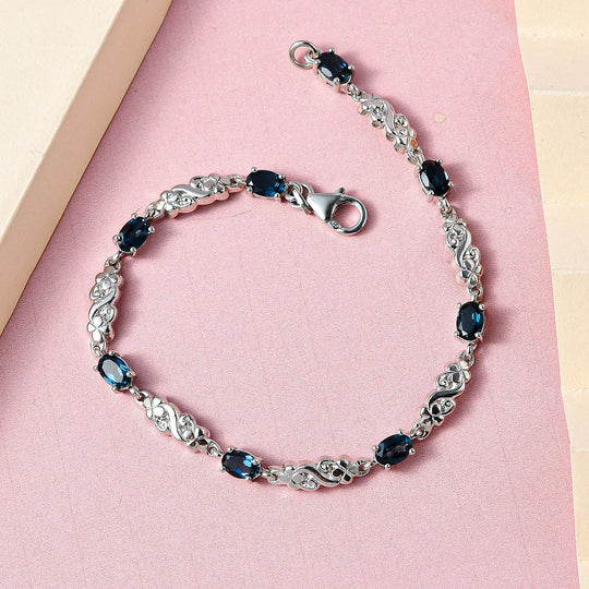London Blau Topas Armband, ca. 19 cm, 925 Silber platiniert ca. 4.32 ct