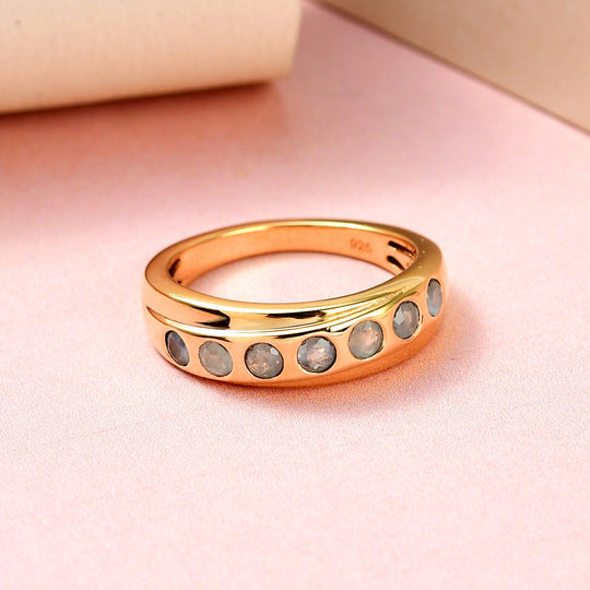 Alexandrit Ring, 925 Silber Gelbgold Vermeil (Größe 19.00) ca. 0.61 ct