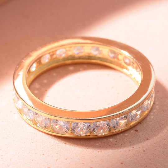 Lustro Stella - Weißer Zirkonia Ring, 925 Silber vergoldet ca. 3,96 ct