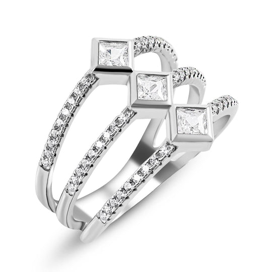Lustro Stella - Weißer Zirkonia Ring, 925 Silber platiniert ca. 1,39 ct