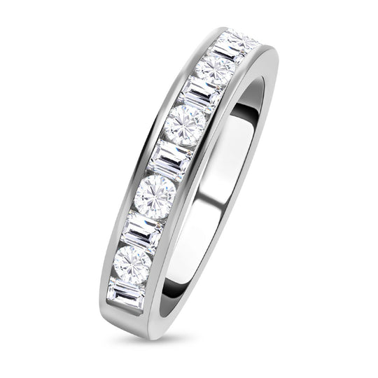 LUSTRO STELLA - Weißer Zirkonia Ring, 925 Silber platiniert ca. 1.36 ct