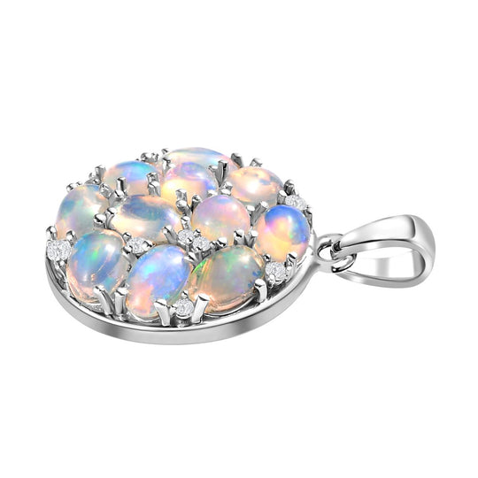 Natürlicher, äthiopischer Welo Opal Anhänger, 925 Silber platiniert ca. 3.43 ct
