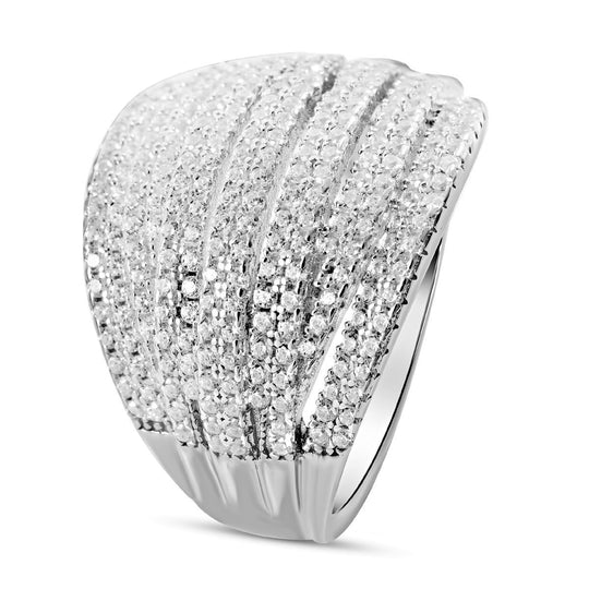 Lustro Stella - Weißer Zirkonia Ring, 925 Silber platiniert ca. 2.64 ct