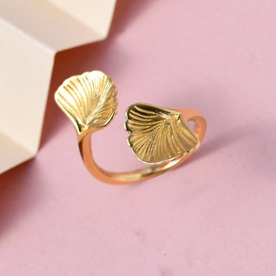 GP Italienische Garten Kollektion - Goldener Blatt-Ring, 925 Silber Gelbgold Vermeil (Größe 19.00)