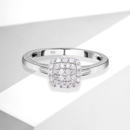 Diamant Ring, 925 Silber platiniert (Größe 20.00) ca. 0.25 ct