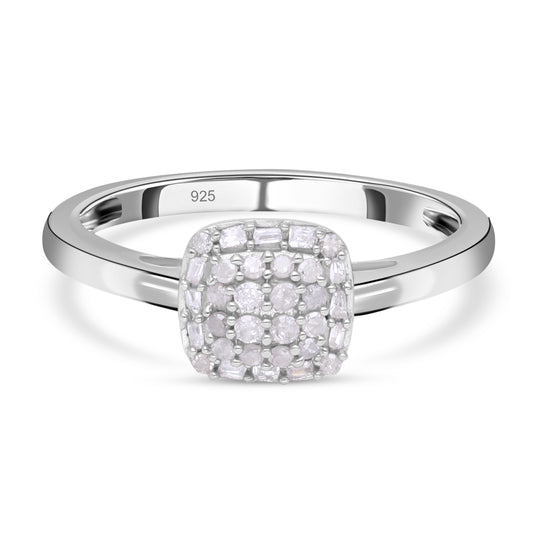 Diamant Ring, 925 Silber platiniert (Größe 20.00) ca. 0.25 ct