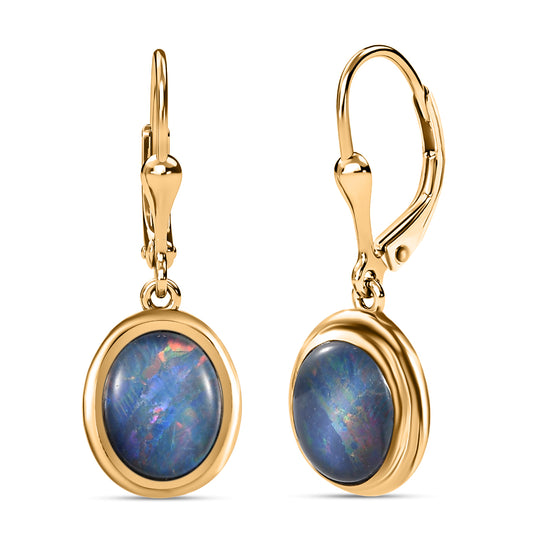 Boulder Opal Triplette Ohrringe, 925 Silber vergoldet ca. 6.00 ct