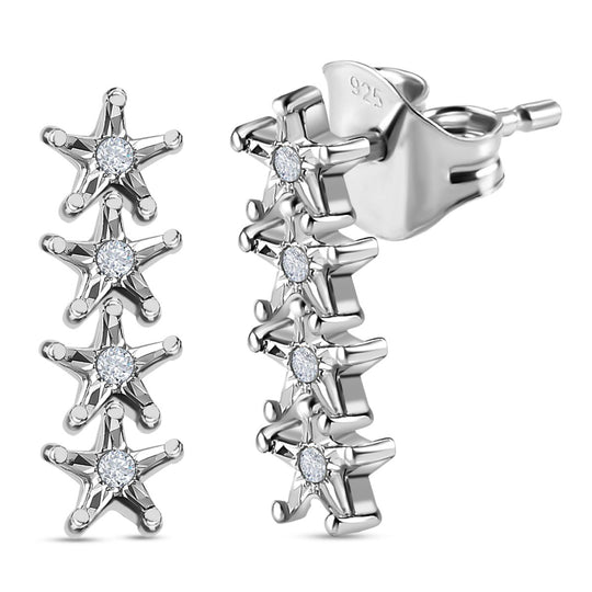 Weiße Diamant Ohrringe, 925 Silber platiniert ca. 0.05 ct