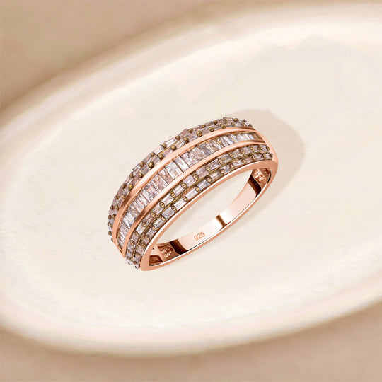 Natürlicher Champagner Diamant Ring 925 Silber Roségold Vermeil (Größe 21.00) ca. 1.00 ct
