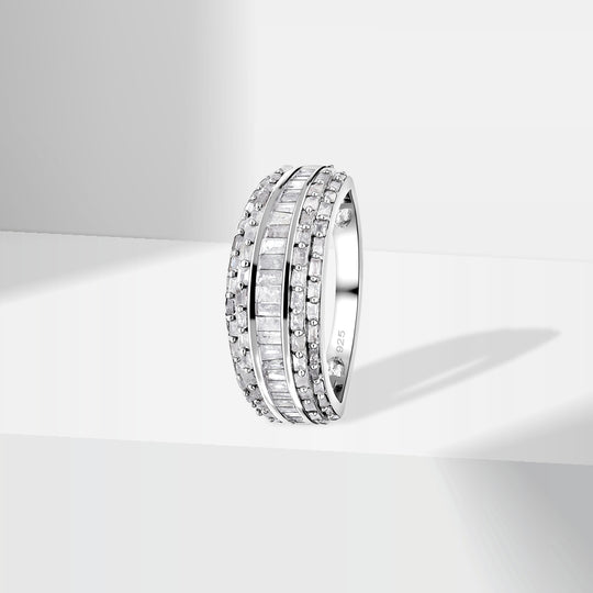 Weißer Diamant Ring, 925 Silber platiniert (Größe 21.00) ca. 1.00 ct