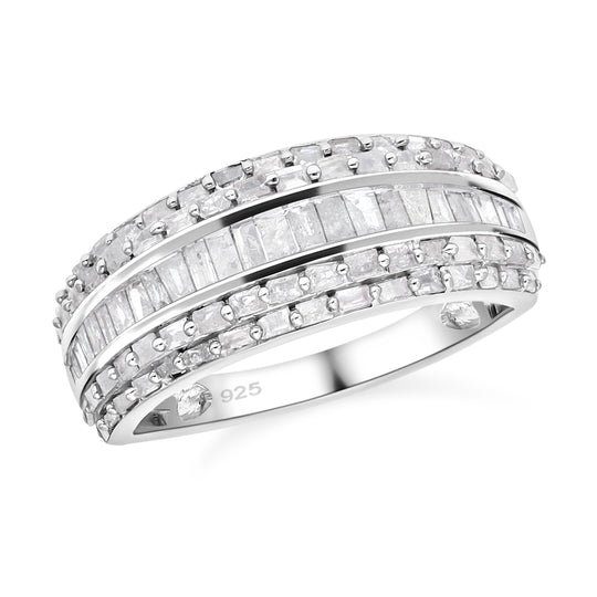 Weißer Diamant Ring, 925 Silber platiniert (Größe 21.00) ca. 1.00 ct