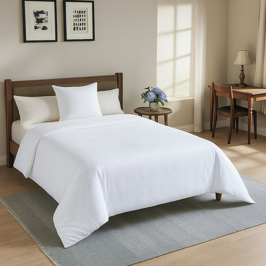 2-teiliges Bambus-Bettbezug-Set, 100% Bambus, Größe: Bettdecke: 135x200 cm, Kissen: 80x80 cm, weiß