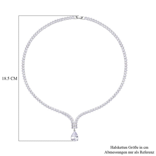Weißes Zirkonia-Mosaik Collier, ca. 50 cm, Messing