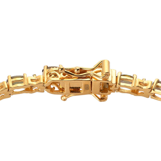 Natürliches Jenipapo Andalusit und weißes Zirkon Armband, ca. 19 cm, 925 Silber Gelbgold Vermeil ca. 6.02 ct