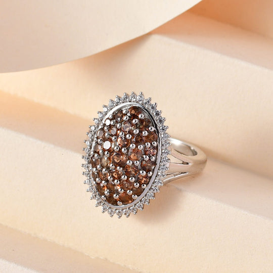 Natürlicher Jenipapo Andalusit Ring, 925 Silber platiniert, (Größe 19.00) ca. 2.42 ct