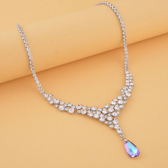 Klassische charmante Lila und Weiß Kristall Collier, ca. 50 cm