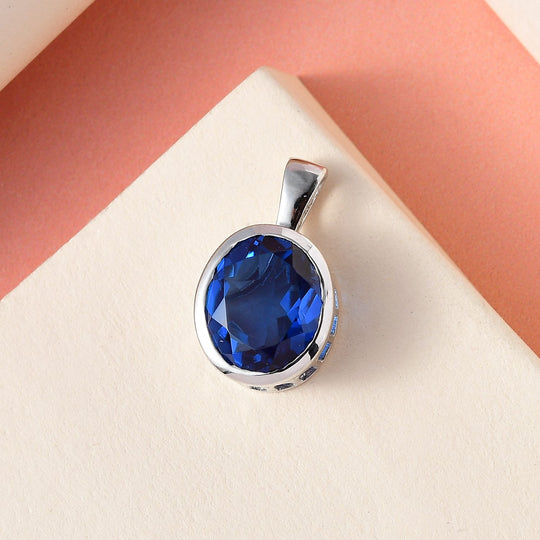 Ceylon Farbe Quarz Anhänger 925 Silber platiniert ca. 4.88 ct