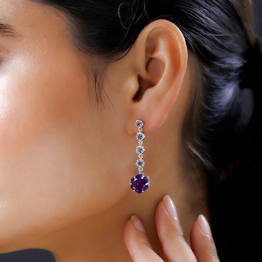 GP Italienische Garten Kollektion - Afrikanische Amethyst Ohrringe, 925 Silber platiniert ca. 6.89 ct