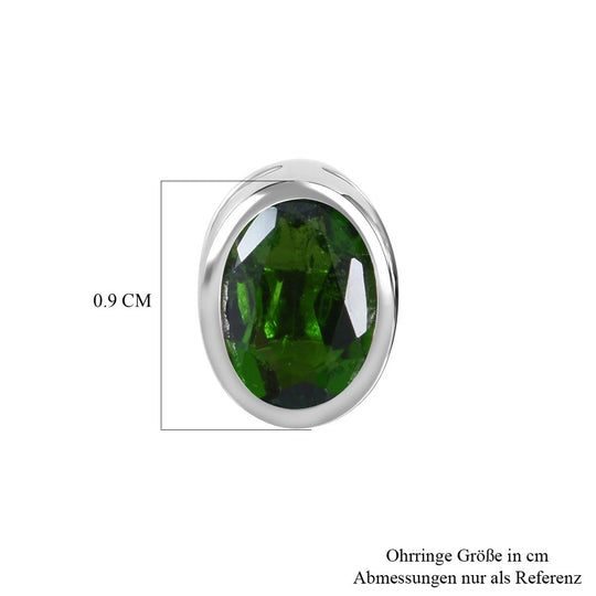 Natürliche Chromdiopsid Ohrringe, 925 Silber platiniert, ca. 1.74 ct
